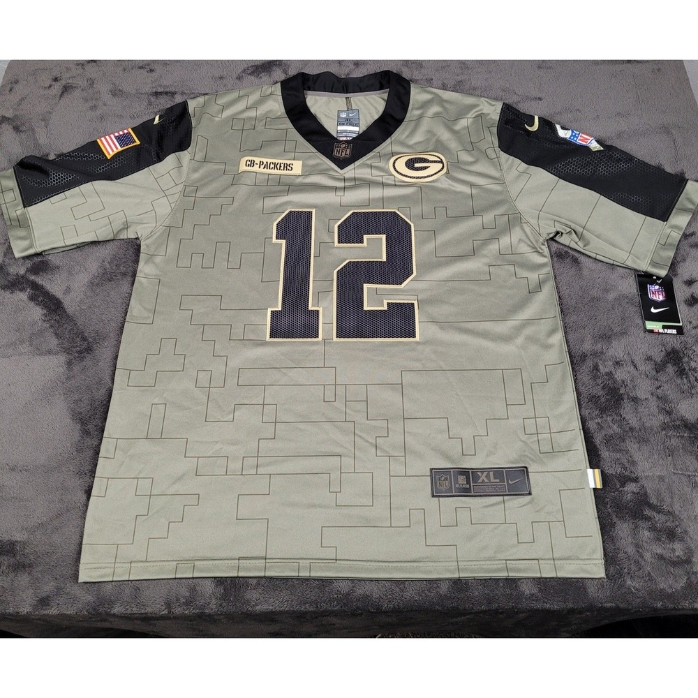 Nike Green Bay Packers Aaron Rodgers NFL Salute To Service On Field Jersey Sz XL